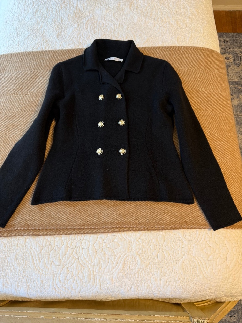 Knit blazer with gold buttons